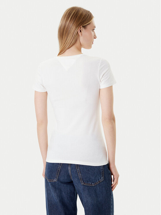 Tommy Jeans Tommy Jeans T-krekls Tjw Skinny Stretch DW0DW09197 Balts Slim Fit