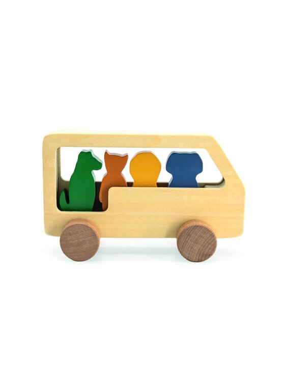 Trixie Baby Trixie Baby Zabawka Drewniany autobus dla zwierząt Kolorowy