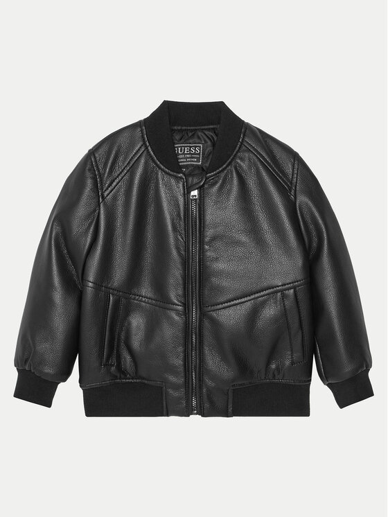 Guess Guess Jacke aus Kunstleder N5RL08 WH2J0 Schwarz Regular Fit