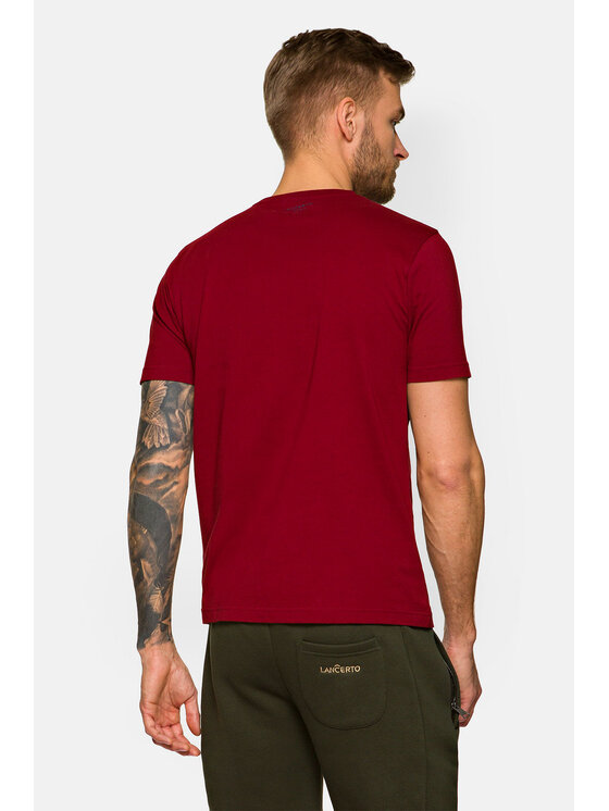 Lancerto Lancerto T-Shirt Mark TS124121000020 Bordowy Regular Fit