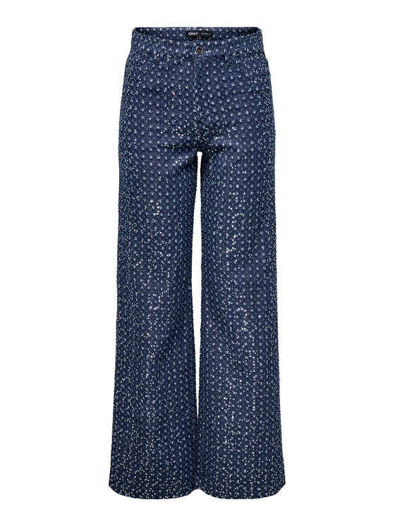 ONLY ONLY Bavlnené nohavice Evita 15362397 Tmavomodrá Wide Leg