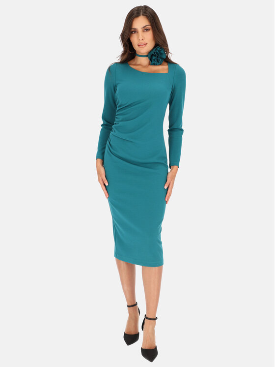 L’AF L’AF Sukienka koktajlowa Uno Turkusowy Slim Fit