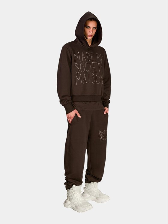 MADE BY SOCIETY MADE BY SOCIETY Spodnie materiałowe BURNT Pants - P17534 Brązowy Basic Fit
