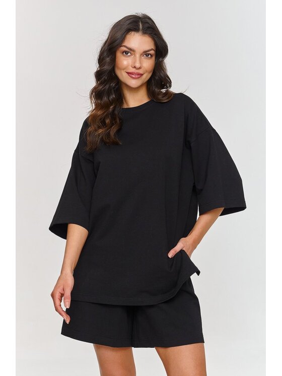 Makadamia Makadamia Dres m870 Czarny Oversize