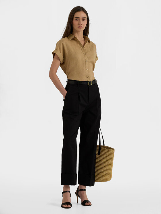 LAUREN RALPH LAUREN Lauren Ralph Lauren Hlače iz tkanine 200871814008 Črna Relaxed Fit