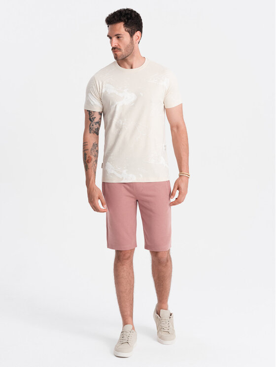 Ombre Ombre Šortky z materiálu OM-SRBS-0149 Růžová Regular Fit