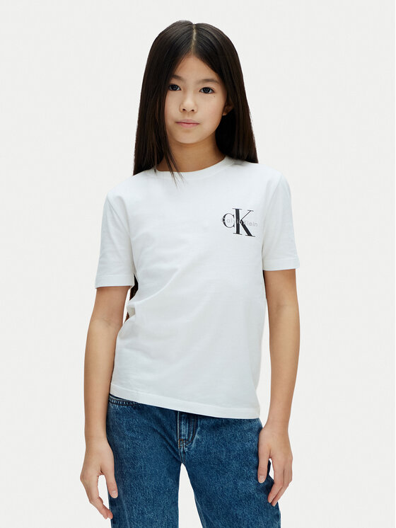 Calvin Klein Jeans Tricou Chest Monologo LV1CKSJA32 Alb Regular Fit
