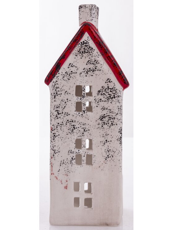 MIAhome MIAhome Figurka Domek ceramiczny z czerwonym dachem KEDOM small Biały