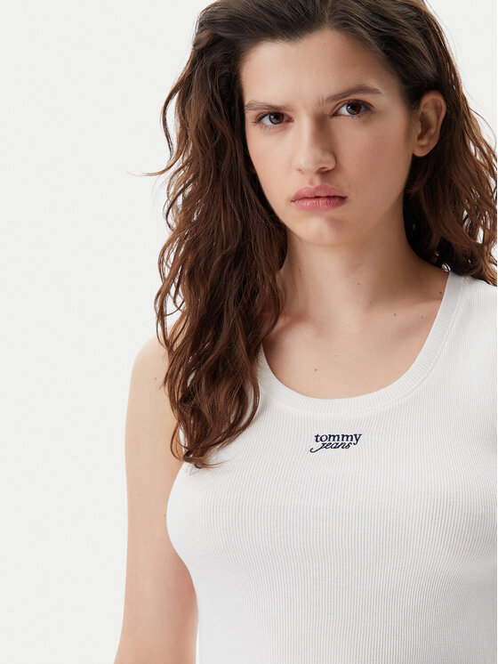 Tommy Jeans Tommy Jeans Top DW0DW21369 Biały Slim Fit
