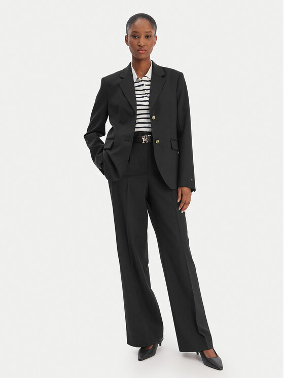 Tommy Hilfiger Tommy Hilfiger Bavlnené nohavice Timeless WW0WW48801 Čierna Wide Leg