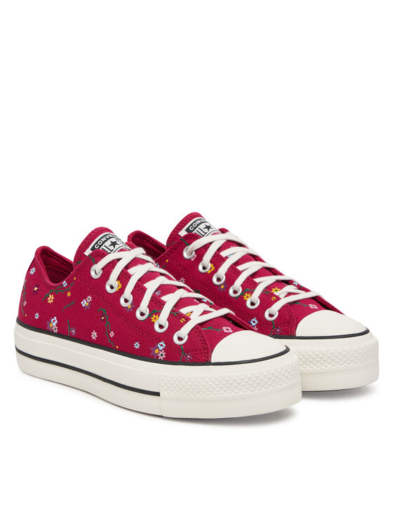 Converse Converse Plátenky Chuck Taylor All Star Lift Platform Embroidered Floral Patchwork A15535C Bordová