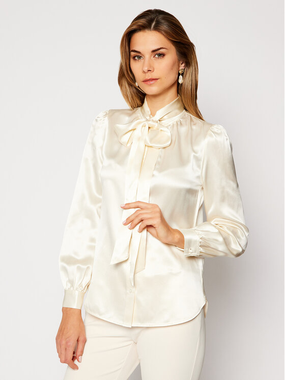 Tory Burch Tory Burch Marškiniai Satin Bow Blouse 81007 Smėlio Regular Fit