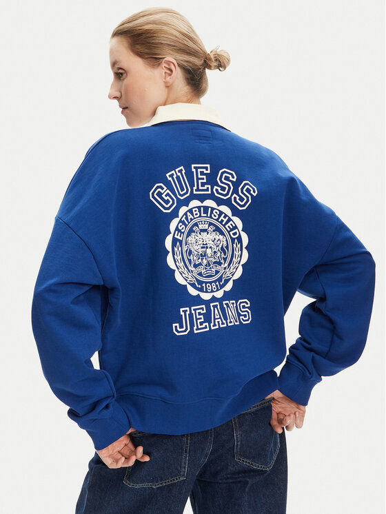 Guess Jeans Guess Jeans Bluza W5YQ16 K68I4 Niebieski Oversize