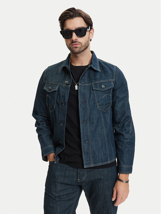 G-Star Raw Kurtka jeansowa 3D Dart D28418-E358 Granatowy Regular Fit