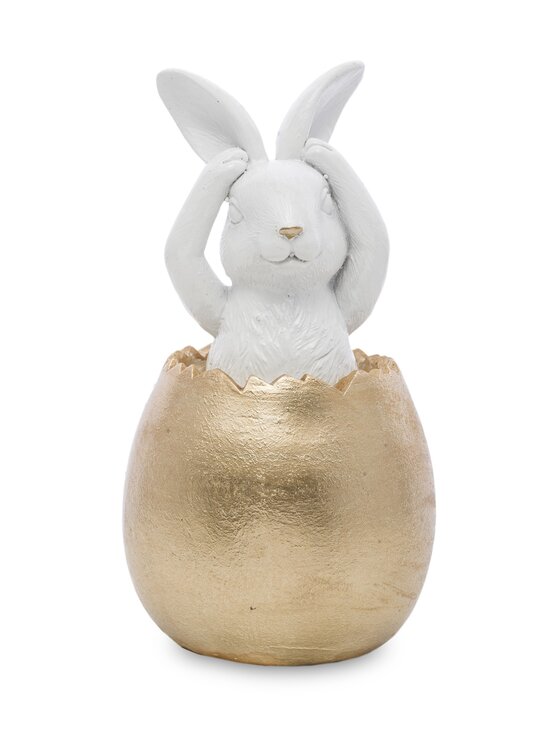 MIAhome MIAhome Figurka 3 króliki w złotych skorupkach 14x7x7 cm Złoty