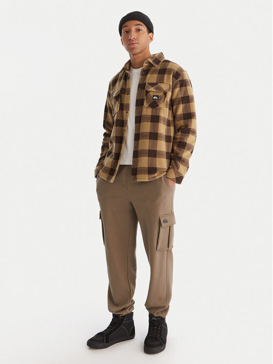 Quiksilver Quiksilver Spodnie dresowe Cargo Fleece EQYFB03401 Khaki Regular Fit
