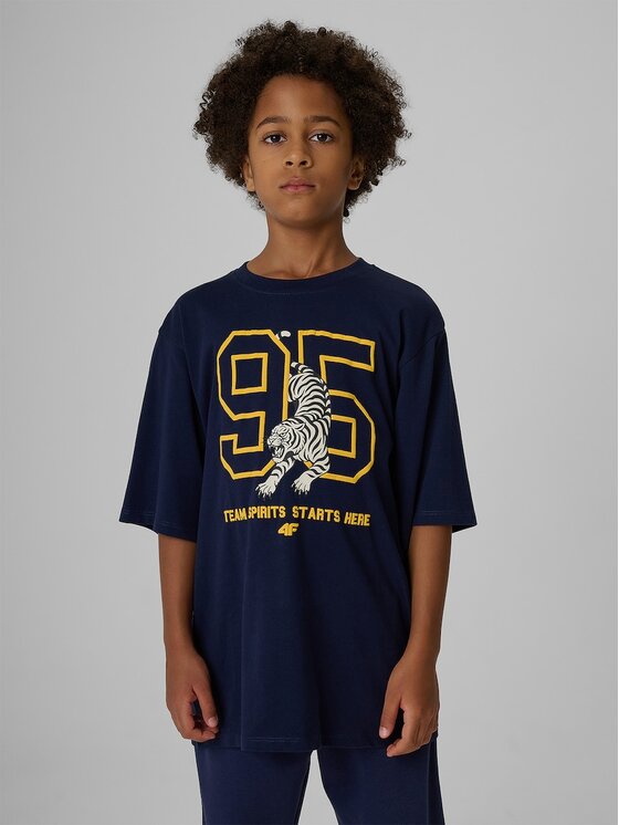 4F 4F T-Shirt 4FJRAW26TTSHM4528-31S Granatowy Regular Fit