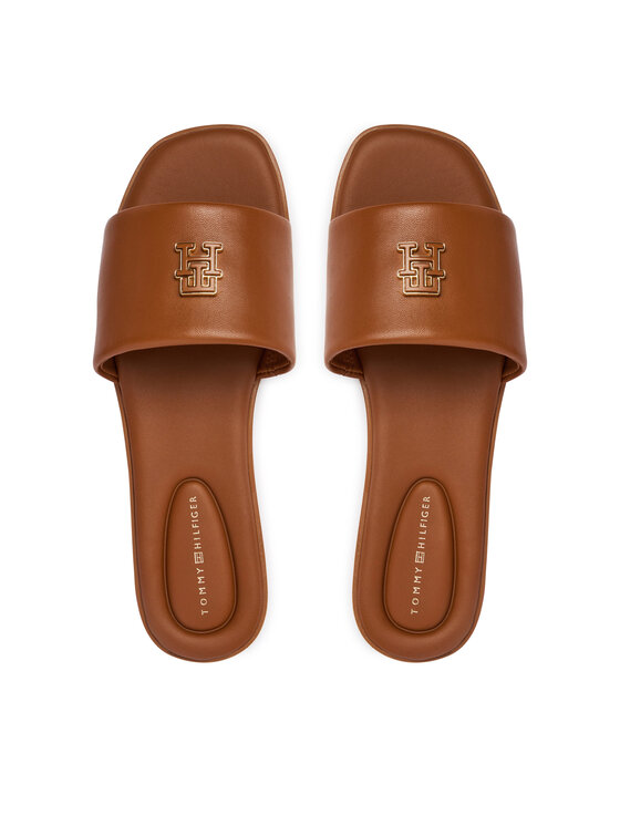 Tommy Hilfiger Tommy Hilfiger Klapki Th Logo Hardware Leather Mule FW0FW09292 Brązowy