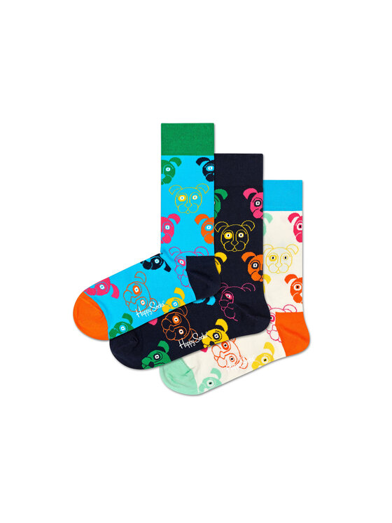 Set de 3 perechi de șosete medii unisex Happy Socks XDOG08-0150 Colorat