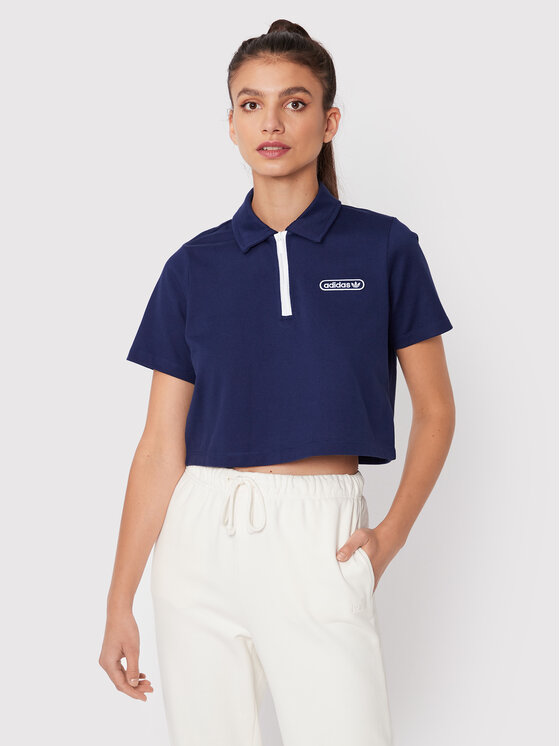 adidas Polokošeľa Crop HL6572 Tmavomodrá Relaxed Fit