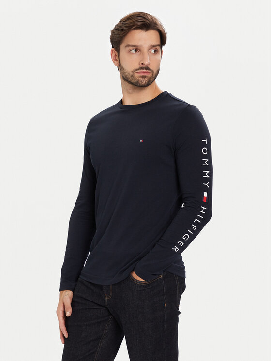 Tommy Hilfiger Tommy Hilfiger Longsleeve Logo MW0MW09096 Cиній Regular Fit