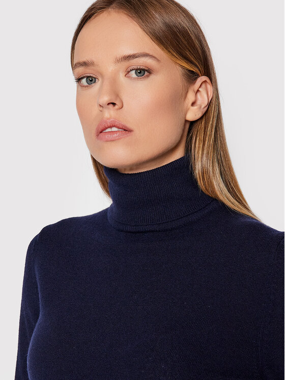 United Colors Of Benetton United Colors Of Benetton Bluză cu gât 1002D2348 Bleumarin Regular Fit