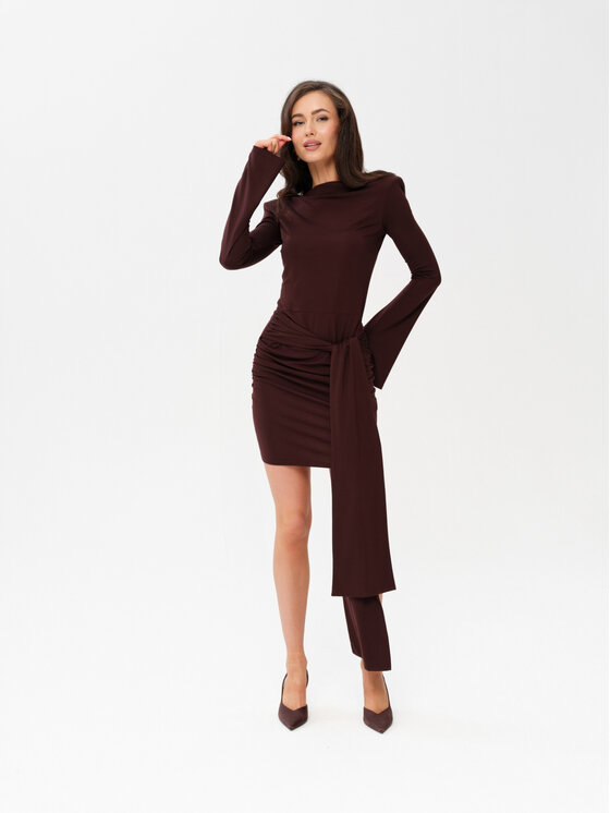 Roco Fashion Roco Fashion Sukienka koktajlowa Nevira Brązowy Slim Fit