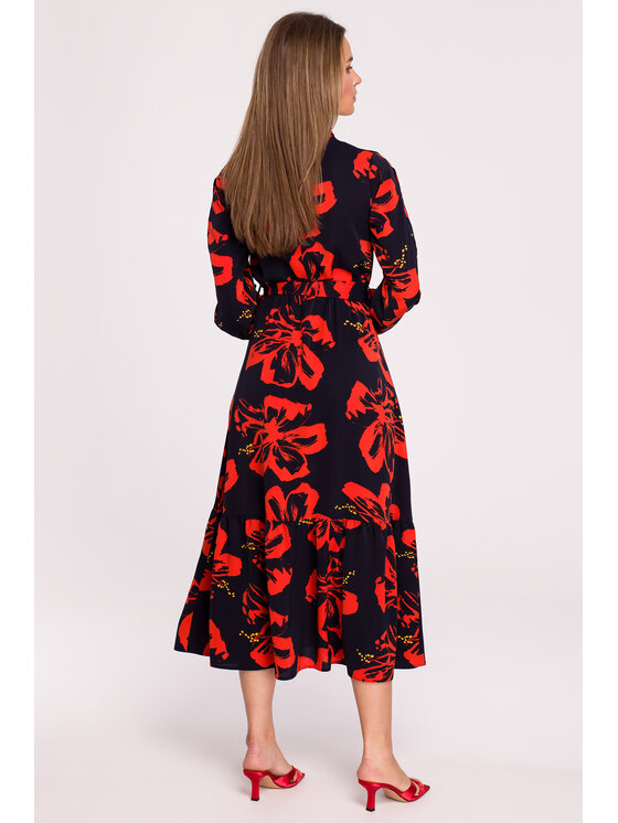Stylove Stylove Sukienka koktajlowa S307 Granatowy Regular Fit
