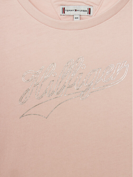 Tommy Hilfiger Tommy Hilfiger T-Shirt Hilfiger Script Tee S/S KG0KG07714 Różowy Regular Fit