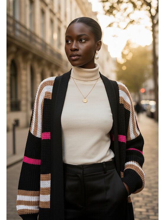 FIGL FIGL Kardigan M1246 Czarny Regular Fit