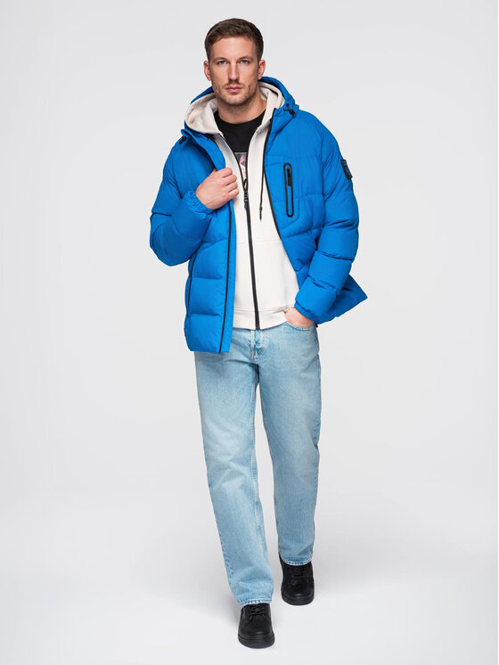 Ombre Ombre Kurtka zimowa OM-JAHP-0302 Niebieski Regular Fit