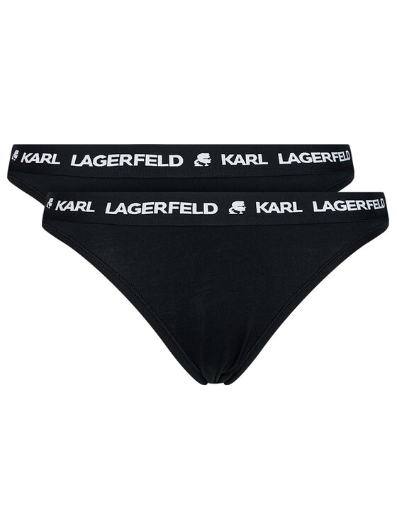 KARL LAGERFELD Set 2 parov klasičnih spodnjih hlačk Logo Set 211W2127 Črna