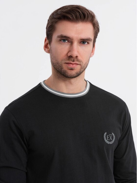 Ombre Ombre Longsleeve OM-LSCL-0128 Czarny Regular Fit