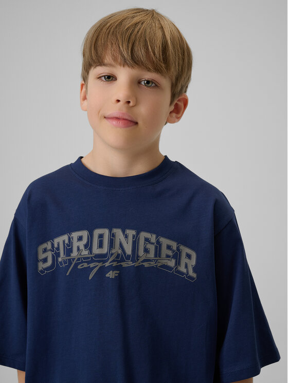 4F 4F T-Shirt CAMPUS VIBES Granatowy Loose Fit