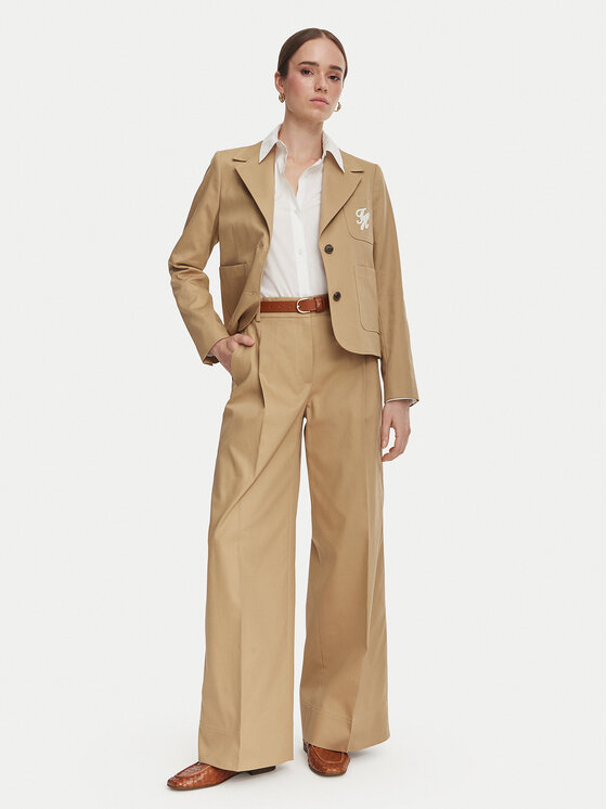 Tommy Hilfiger Tommy Hilfiger Spodnie materiałowe Dressing WW0WW50135 Beżowy Wide Leg