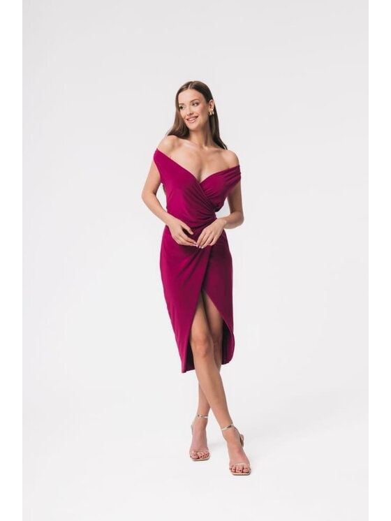 Aurora Aurora Koktejlové šaty Bardott Fialová Feminine Fit