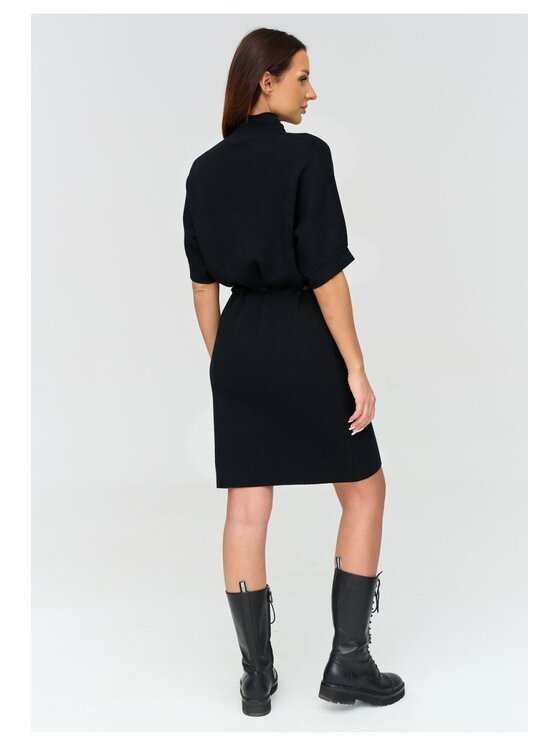 Makadamia Makadamia Sukienka codzienna C81 Czarny Loose Fit