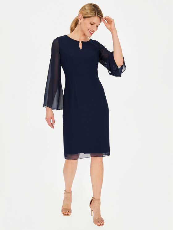 Potis & Verso Potis & Verso Sukienka elegancka Gabriella Granatowy Slim Fit