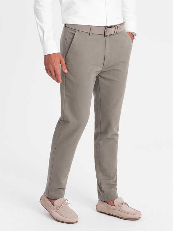 Ombre Ombre Chinosy OM-PACP-0188 Beżowy Regular Fit