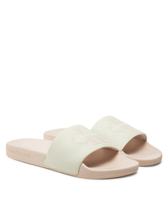 Calvin Klein Jeans Calvin Klein Jeans Şlapi Slide Monogram Co YW0YW00103 Écru