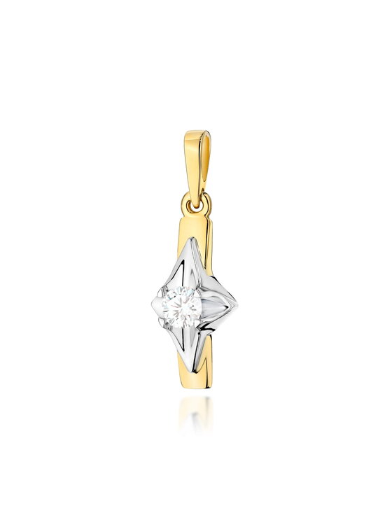 Fugart Fugart Naszyjnik Zawieszka z żółtego złota z brylantem 0.20 ct FZ088-585-B0.20 Złoty