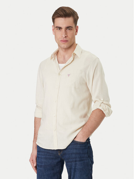 Guess Guess Marškiniai F6GH06 WG3L0 Smėlio Regular Fit