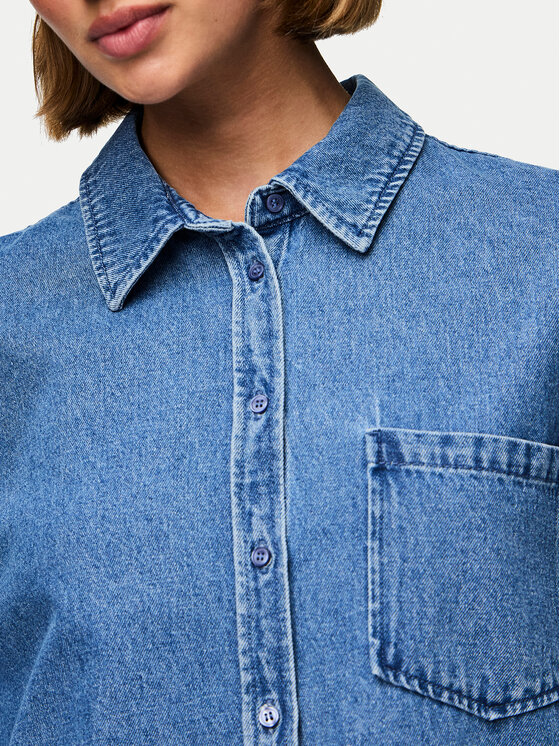 Pieces Pieces Джинсова сорочка 17150991 Голубий Oversize