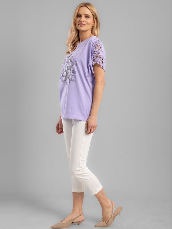 Perso Perso T-Shirt TCE242114F Fioletowy Regular Fit