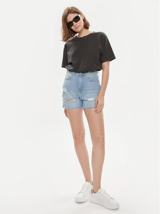 Calvin Klein Jeans Calvin Klein Jeans Džinsiniai šortai J20J222803 Mėlyna Mom Fit