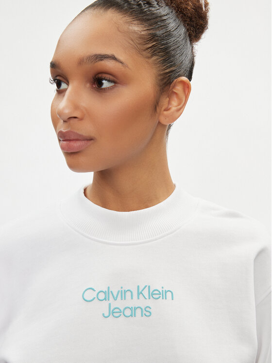 Calvin Klein Jeans Calvin Klein Jeans Felpa Stacked Institutional J20J221466 Bianco Regular Fit