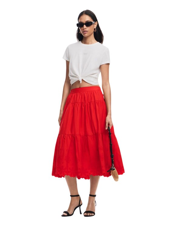 Desigual Desigual Gonna midi Fal tolstoi Rosso Regular Fit