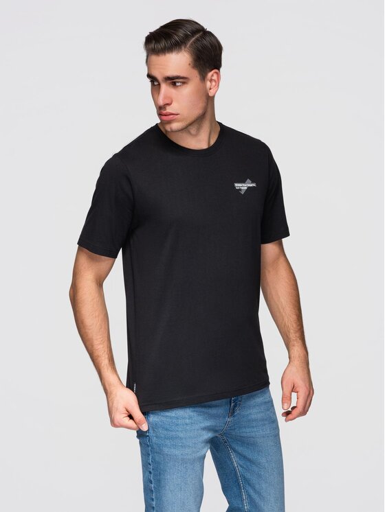 Ombre Ombre T-Shirt OM-TSPT-0258 Czarny Regular Fit
