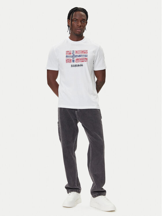 Napapijri Napapijri Tricou S-Drapeau Ss NP0A891K Alb Regular Fit