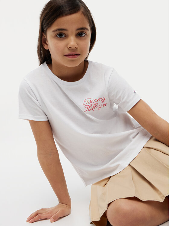 Tommy Hilfiger Tommy Hilfiger T-Shirt KG0KG09454 Biały Regular Fit